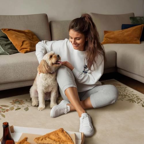 5x7 Area Rugs for Living Room: Washable Bedroom Rug Non Slip Large Carpet