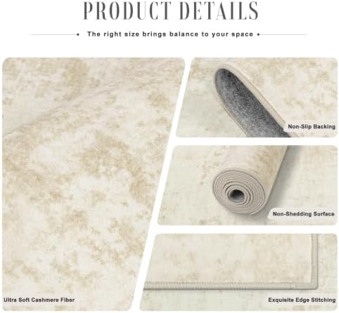 3x10 Washable Runner Rug:Modern Abstract Kitchen Soft Carpet Beige