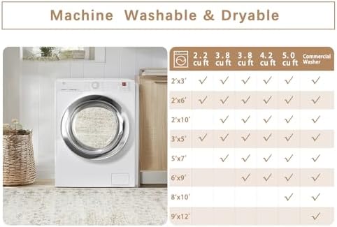 8x10 Washable Area Rugs for Living Room,Bedroom,Dining Room- Neutral Beige