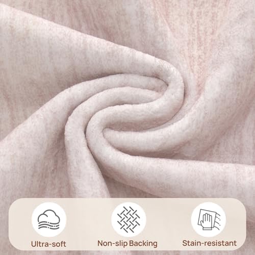 UERMEI 9x12 Washable Area Rug - Neutral Modern Abstract Living Room Rugs, Non-Slip Soft Large Indoor Floor Carpet for Bedroom Home Office & Under Dining Table Decor, Soft Pink