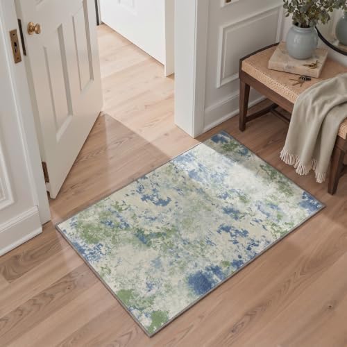 BEIMO Area Rugs 10x14 for Living Room, Green Ivory Washable Abstract Rug
