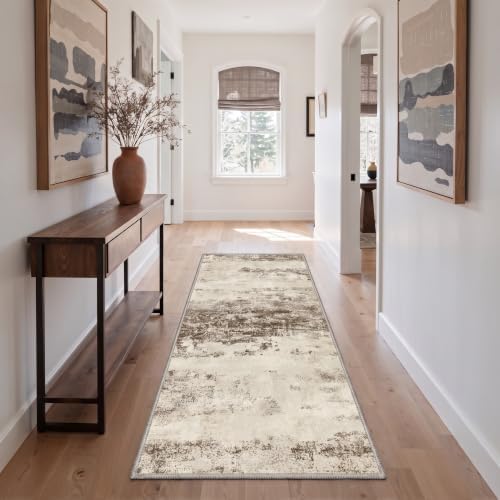 BEIMO 9x12 Antique Beige Abstract Area Rug, Washable Non-Slip for Bedroom