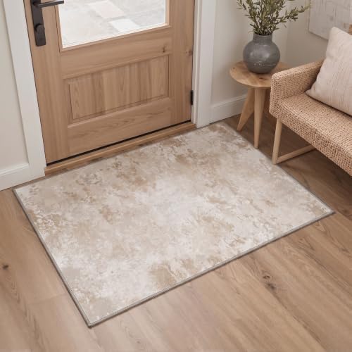 BEIMO 6x9 Area Rug for Bedroom, Beige White Washable Abstract Non Slip Rug