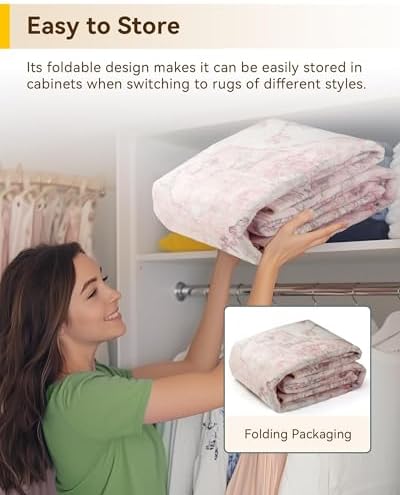 RELEANY Washable Area Rug, Square 6'x6', Pink