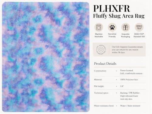 PLHXFR 6x9 Area Rugs Living Room: Fluffy Bedroom Soft Shag Rug Kid Rainbow
