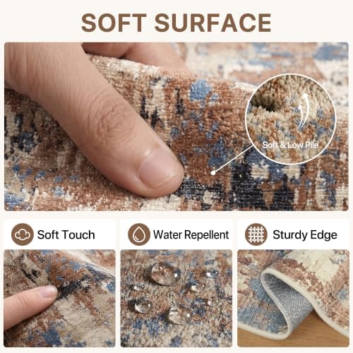BEIMO 5x7 Area Rugs for Bedroom, Desert Blue Beige Washable Abstract Rug