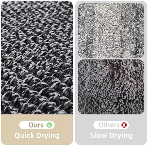 TYUU Waffle Bath Mat, Boho Bathroom Rugs Non Slip, 30x20 Black & White