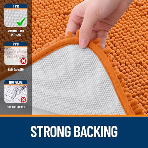 OLANLY Toilet Rugs U-Shaped 24x24, Soft Absorbent Chenille Contour Rugs