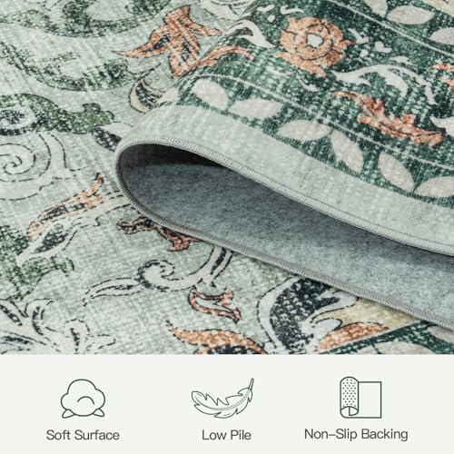 5x7 Area Rugs for Living Room Bedroom, Washable Non-Slip Rug, Sage Green