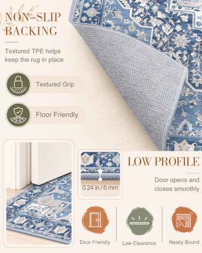 OLANLY 4x6 Washable Area Rugs, Soft Non Slip Carpet for Bedroom Living Room