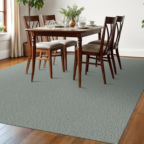 EARTHALL Washable Area Rug, Non Slip Living Room Rug, 6x9 Ft, Green/Grey