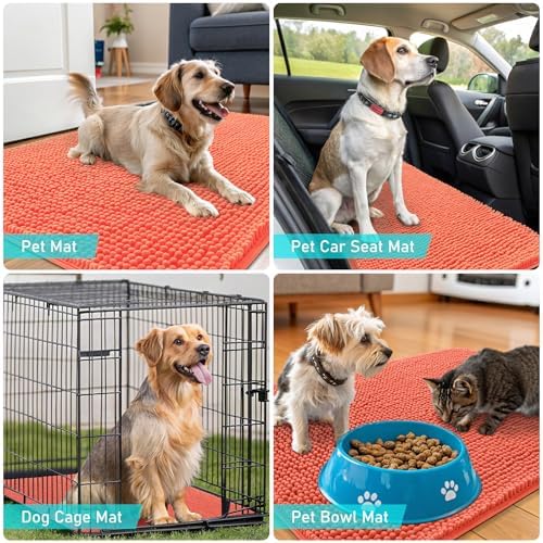 OLANLY Dog Door Mat for Muddy Paws 44x32, Super Absorbent Chenille Mud Mat