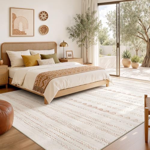 Nakagishi Boho 5x8 Area Rug Living Room Rugs Machine Washable Brown