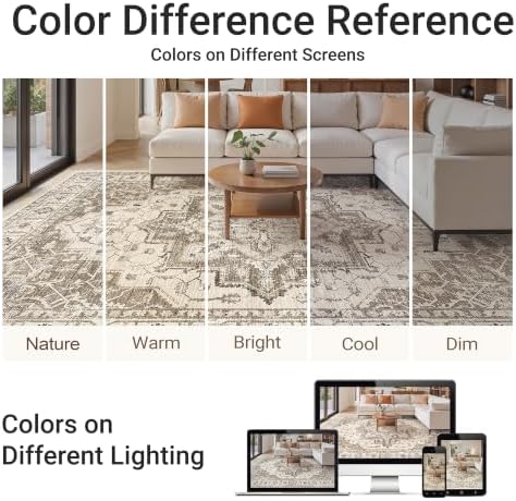 befbee Washable 5x7 Area Rug Non Slip Stain Resistant Rug for Living Room