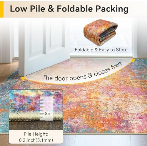 RELEANY Washable 9'x12' Abstract Area Rug for Living Room Starlight
