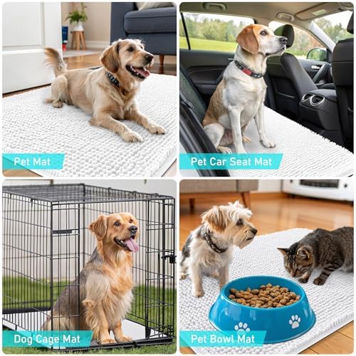 OLANLY Dog Door Mat for Muddy Paws 70x32, Super Absorbent Chenille Mud Mat