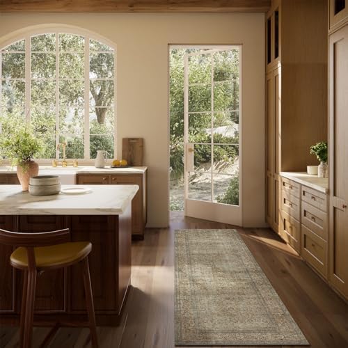 Washable Runners for Hallways Kitchen Rug: 2'6"x8' Runner Rugs Stain Resistant Non Slip Low Pile Soft Carpet Runners for Hallways Bedroom Kitchen Entryway Indoor Beside Bathroom Laundry Room
