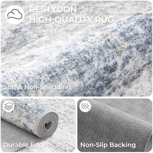 3x4 Rugs for Entryway,Washable Area Rug,Blue
