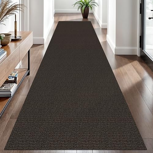 EARTHALL Washable Runner Rug, Non Slip Hall Runner, 3x10 Ft, Taupe/Coffee