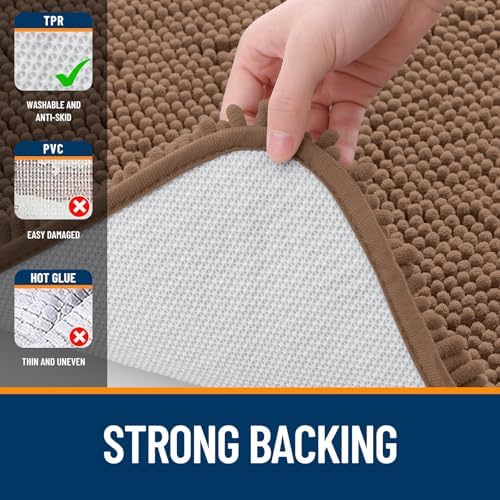 OLANLY Large Bathroom Rugs 50x30, Extra Soft Absorbent Chenille Bath Rugs