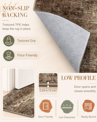 OLANLY 2x4 Washable Accent Rug Non Slip Carpet for Entryway Kitchen Bedside