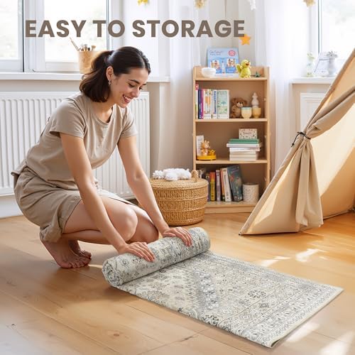 zesthome 2'6 x 16' Runner Rug Non Slip,Washable Kitchen Rugs,Beige