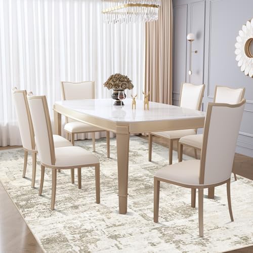 XLUEZ 6x9 Area Rugs for Living Room, Washable Modern Abstract Large Area Rug Neutral Soft Non Slip Kids Rug Stain Resistant Indoor Carpet for Bedroom Nursery Dining Room Playroom(BeigeBrown, 6'x9')