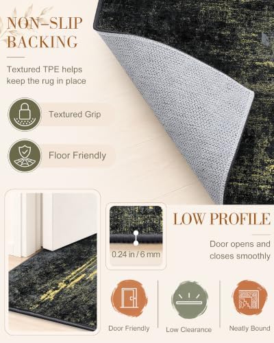 OLANLY 2x5 Washable Runner Rug, Soft Non Slip Carpet for Hallway Kitchen
