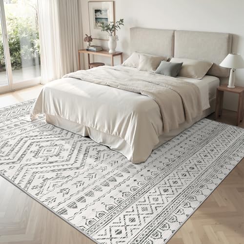 Miukiki 6x9 Area Rug Washable Non Slip Rug for Living Room Grey