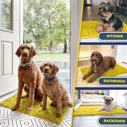 Muddy Mat® | Super Water Absorbent Door Mat Indoor, Microfiber Quick Dry Chenille Entryway Rug,Slip Resistant Front Door Mat,Indoor Mats for Entryway,Machine Washable Pet Rug, Lemon Yellow 28" x 48"