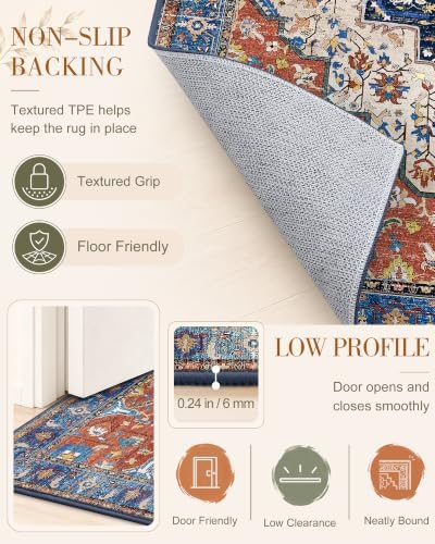 OLANLY 2'6"x14' Washable Runner Rug, Non Slip Carpet for Hallway Kitchen