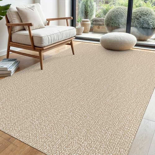 EARTHALL Washable Area Rug, Non Slip Entryway Rug, 4x6 Ft, Sand/Beige
