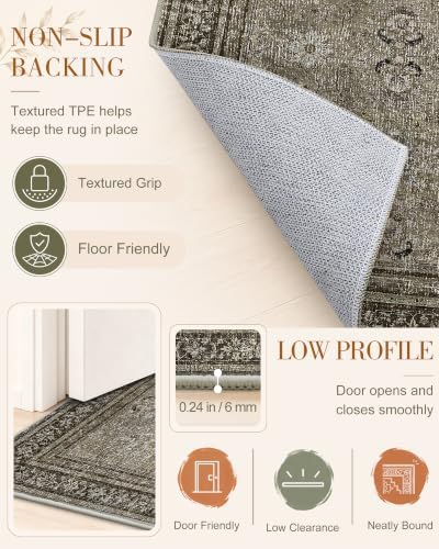 OLANLY 2x5 Washable Runner Rug, Soft Non Slip Carpet for Hallway Kitchen