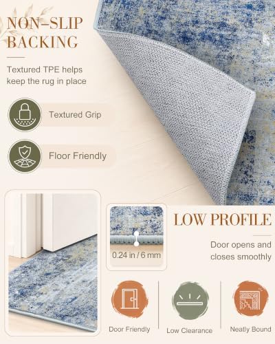 OLANLY 4x6 Washable Area Rug, Soft Non Slip Carpet for Bedroom Living Room