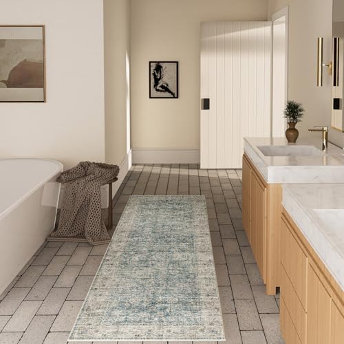 Washable Kitchen Rug Runners for Hallways: 2'x10' Bedroom Rug with Non Slip Backing Low-Pile Soft Indoor Floor Carpet Runner for Indoor Entryway Hallways Kitchen Laundry Room Farmhouse