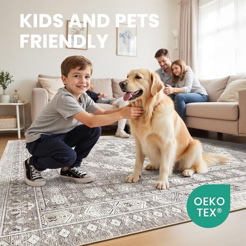 zesthome 8x10 Area Rugs for Living Room,Large Washable Rug,Brown