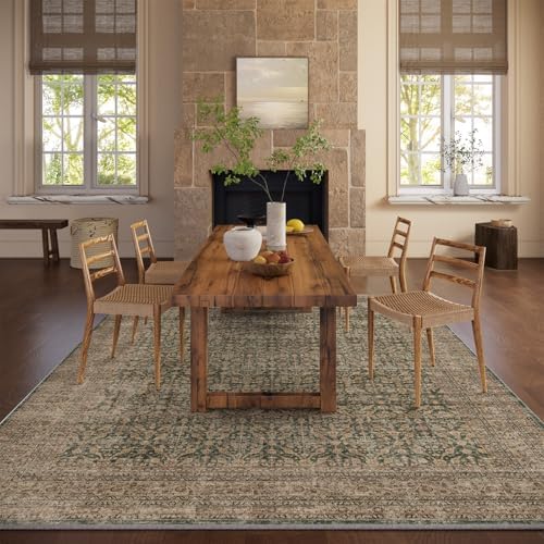Machine Washable Rugs for Living Room: 8x10 Area Rugs Boho Vintage Rugs Stain Resistant Non Slip Low Pile Soft Lightweight Carpet for Bedroom Kitchen Dining Room Nursery Kids Room Farmhouse