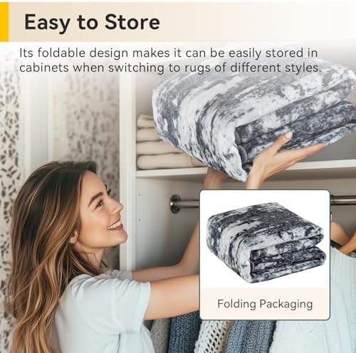 RELEANY Washable 8'x10' Abstract Area Rug for Living Room Black White