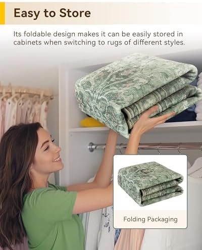 RELEANY Washable Area Rug, Runner 3'x20', Green/Dark Green/Gray