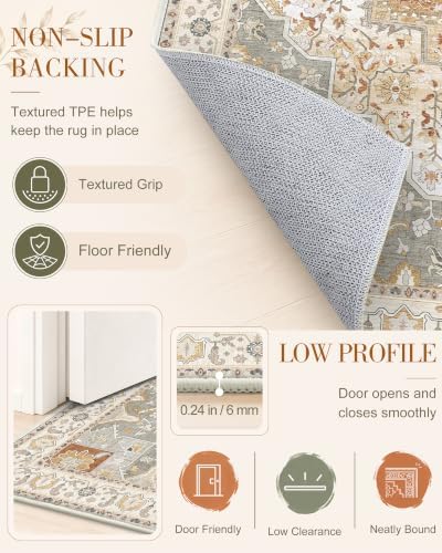 OLANLY 9x12 Washable Area Rug, Soft Non Slip Carpet for Bedroom Living Room