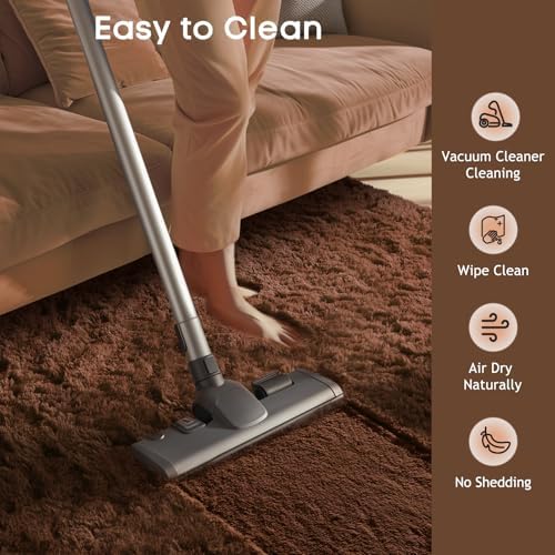 Ophanie 8x10 Brown Area Rugs for Living Room,Large Shag Bedroom Carpet,Big Indoor Thick Soft Shaggy Nursery Rug,Fluffy Carpets for Boy and Girls Room Dorm Decor Aesthetic with Over 99 pcs Pile fibers