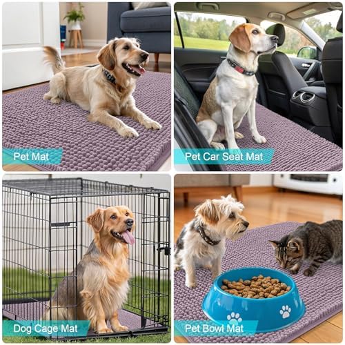 OLANLY Dog Door Mat for Muddy Paws 59x20, Super Absorbent Chenille Mud Mat