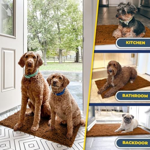 Muddy Mat® | Super Water Absorbent Door Mat Indoor, Microfiber Quick Dry Chenille Entryway Rug, Slip Resistant Front Door Mat, Indoor Mats for Entryway, Machine Washable Pet Rug, Amber 18" x 28"