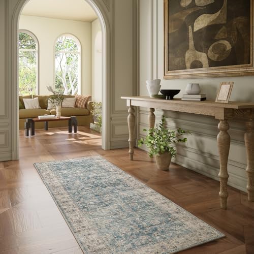 Machine Washable Rug Runners for Hallways: 2'6"x8' Kitchen Rugs Stain Resistant Non Slip Low Pile Soft Boho Carpet Runners for Hallways Bedroom Entryway Indoor Beside Bathroom Farmhouse