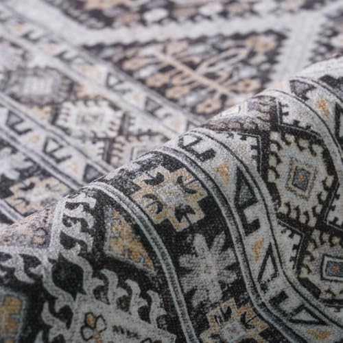 Large Area Rug 10x14 Non-slip: Washable Rug for Living Room Floor Black