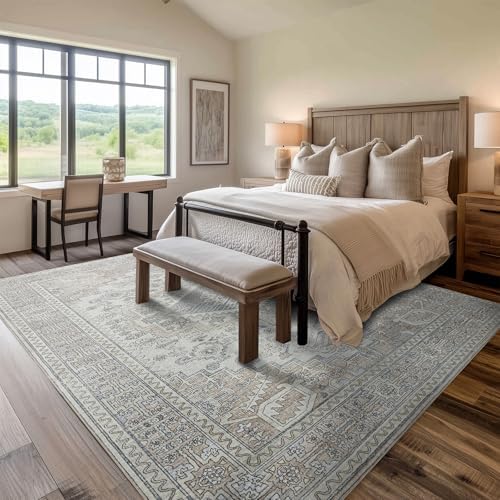9x12 Washable Area Rugs for Living Room,Bedroom,Dining Room- Retro Taupe