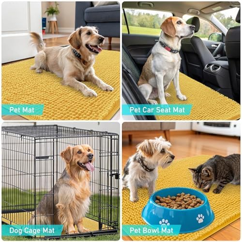 OLANLY Dog Door Mat for Muddy Paws 70x46, Super Absorbent Chenille Mud Mat