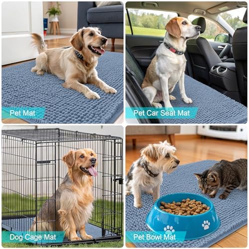 OLANLY Dog Door Mat for Muddy Paws 47x24, Super Absorbent Chenille Mud Mat