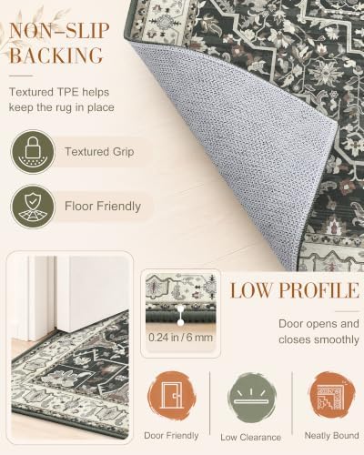 OLANLY 2'6"x12' Washable Runner Rug, Non Slip Carpet for Hallway Kitchen