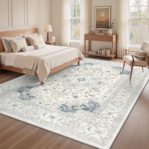 Washable 6x9 Area Rug for Living Room ,Vintage Floral Soft Rugs Home Decor